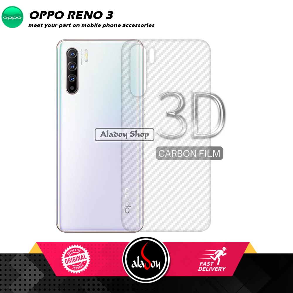 PAKET 3 IN 1 Tempered Glass Layar Oppo Reno 3 Free Tempered Glass Camera dan Skin Carbon