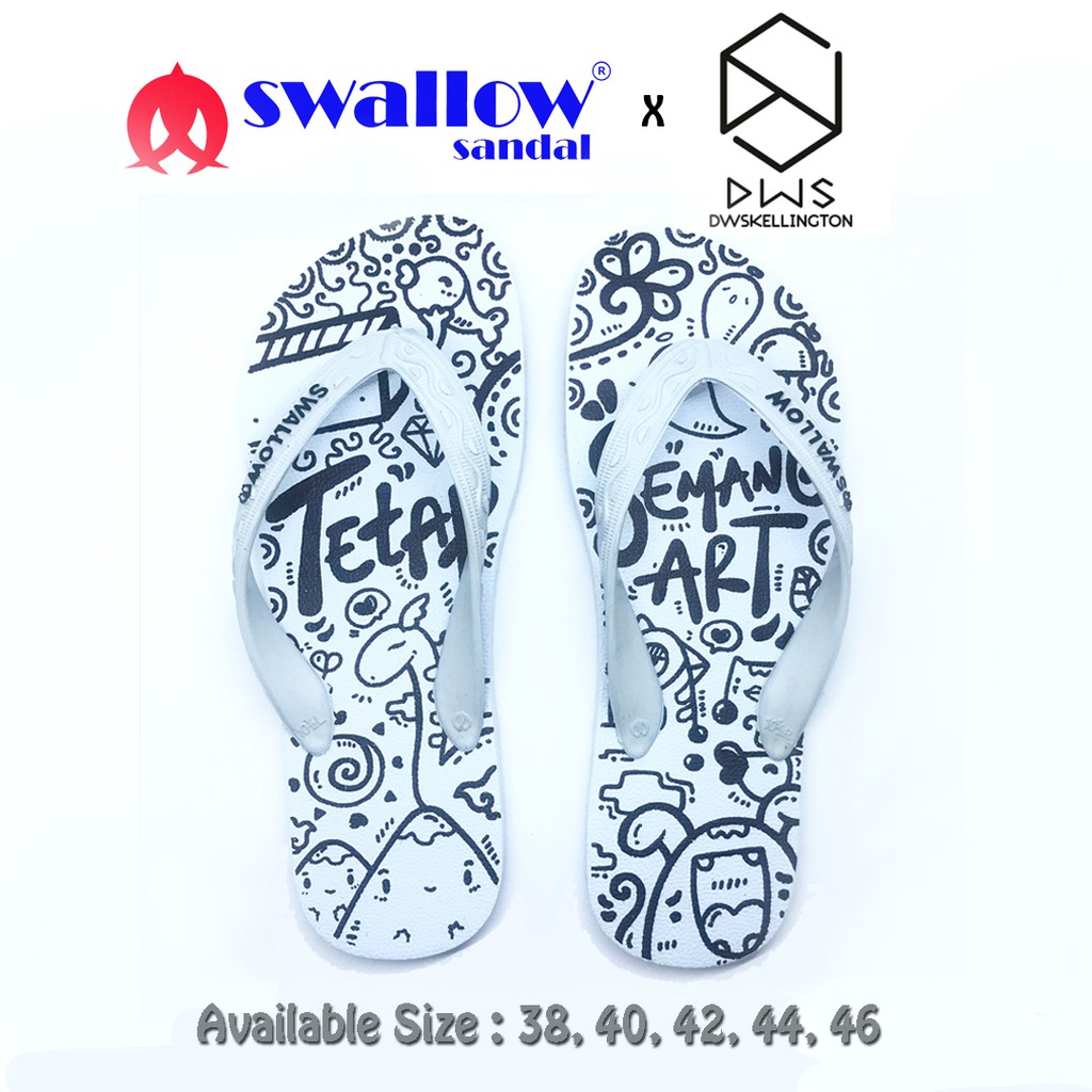 SANDAL SWALLOW X DWSKELLINGTON DOODLE WHITE - PUTIH