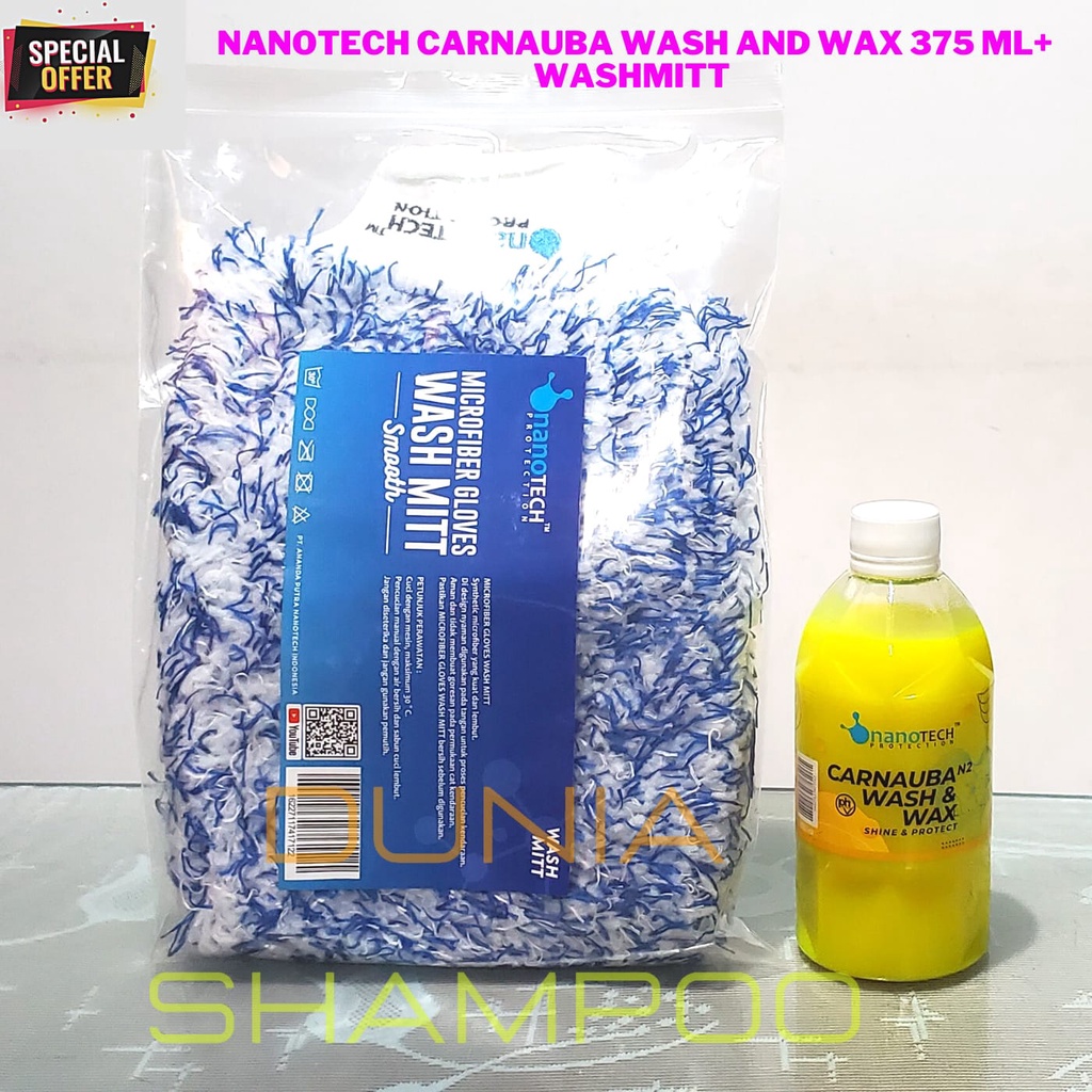 Paket Hemat Nanotech Carnauba Wash and Wax 375ml + Washmitt Nanotech