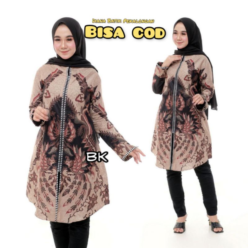 TERBARU Tunik Batik Wanita Kantor Lengan Panjang Releting Terlaris M L XL XXL XXXL