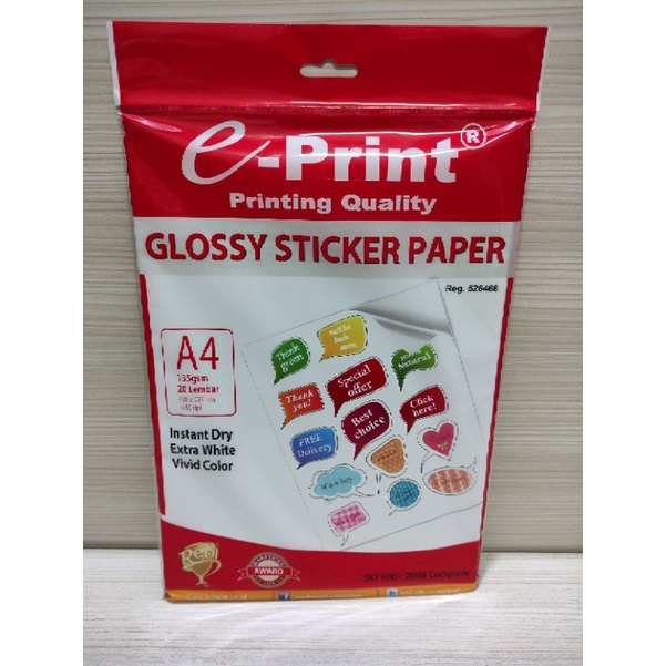 Kertas foto e-print glossy sticker paper