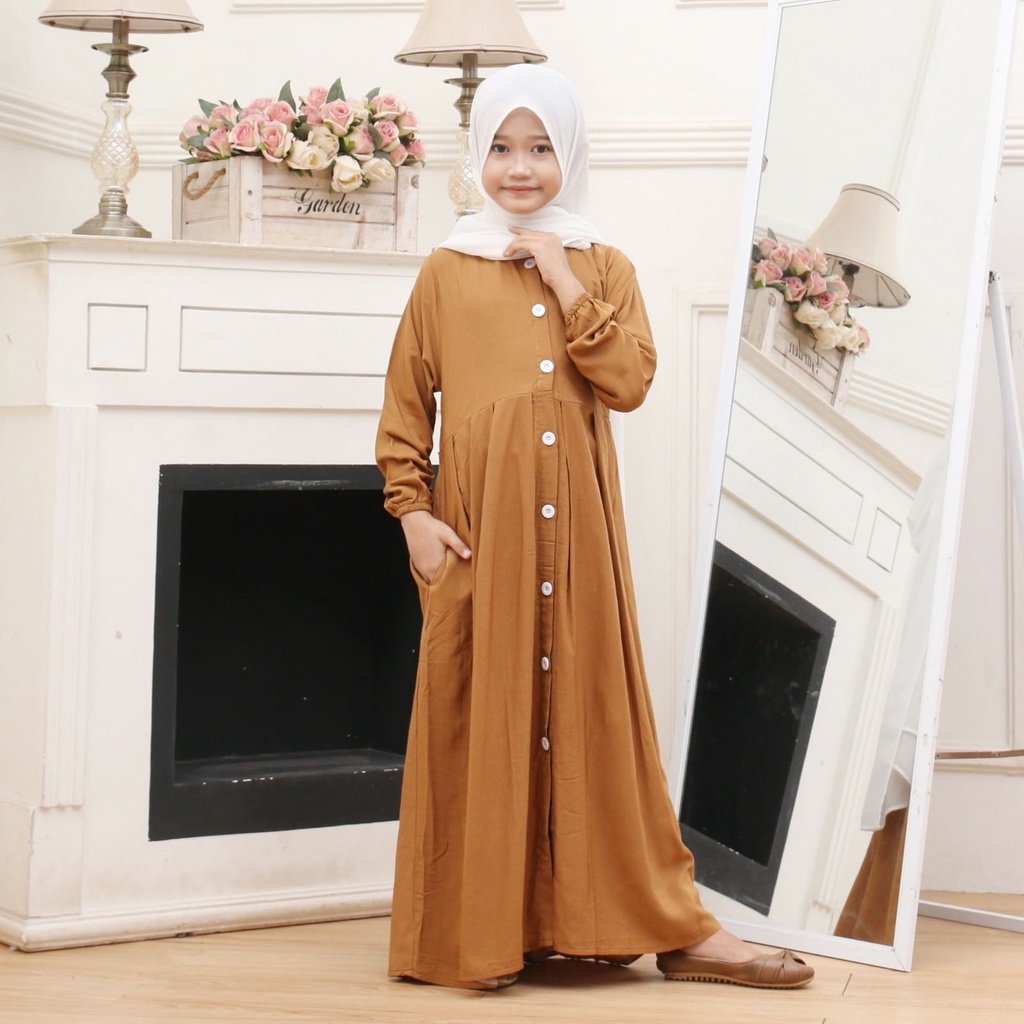 GAMIS ANAK PEREMPUAN RAYON POLOS TERBARU FULL KANCING USIA 8-11 TAHUN