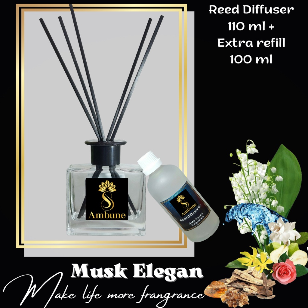 Musk Elegan Pengharum ruangan 110 ml + Extra refill 100 ml Ambune