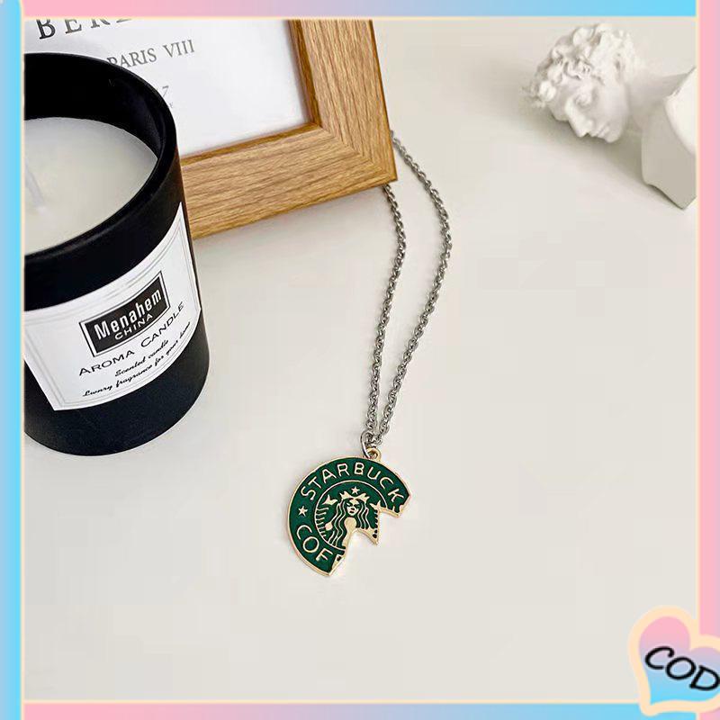 COD❤️ Kalung Serbaguna Sederhana Desain Ceruk Mahasiswa Unisex Berlekuk Liontin Starbucks-A.one