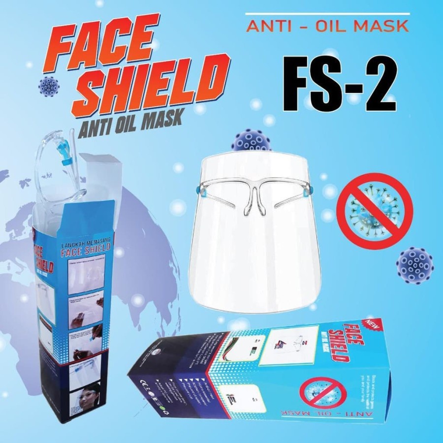 Face Shield anti oil mask FS-2 face masker pelindung wajah kacamata