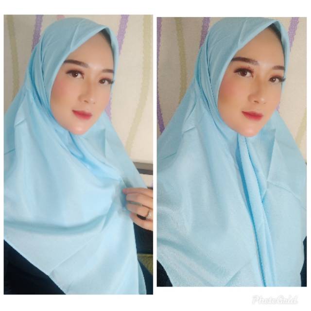 HIJAB KERUDUNG SEGI EMPAT BIRU MUDA POLOS SAUDIA LEXUE STYLE 01
