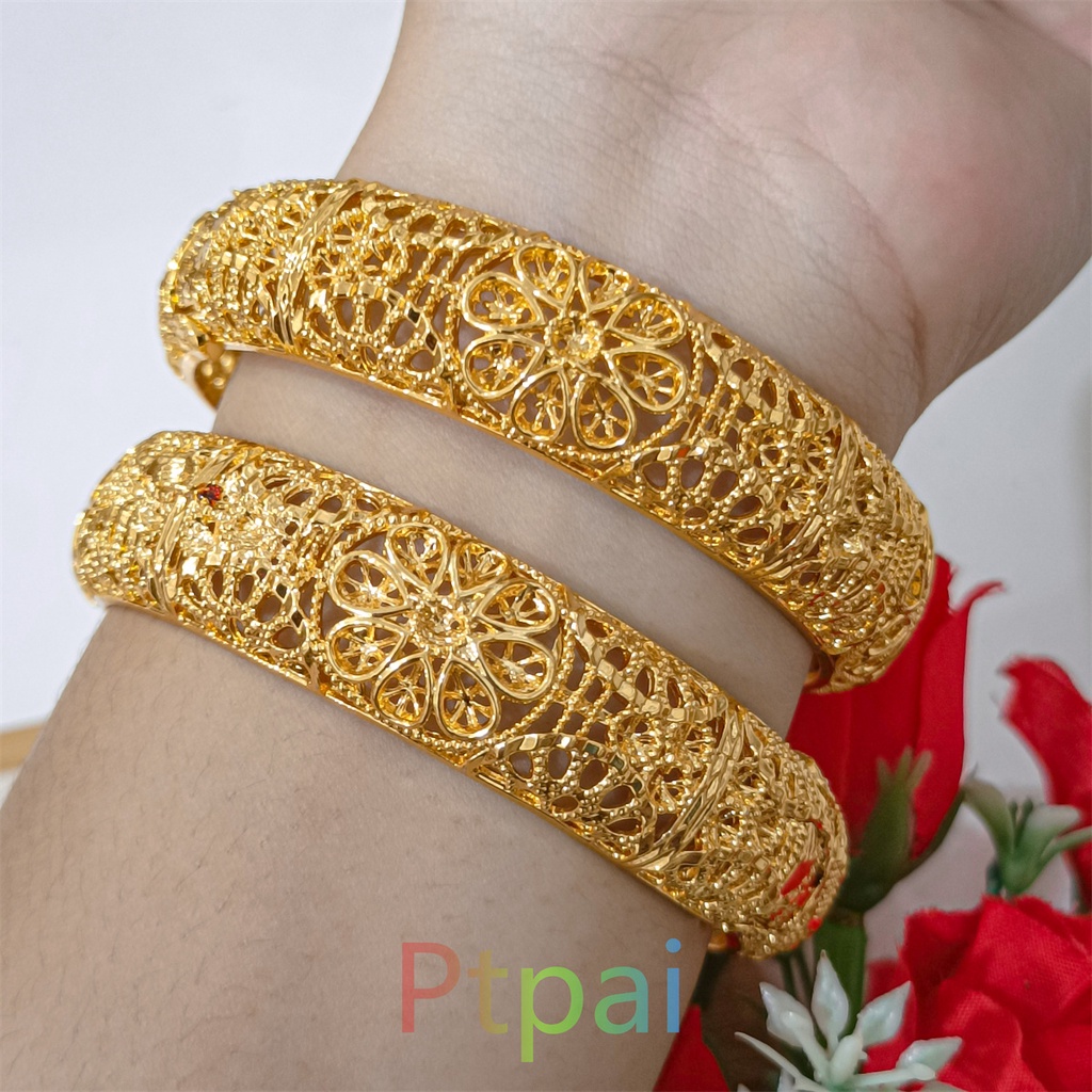 Gelang Tangan Perhiasan Dubai Lapis Emas 24K Gold Fashion Xuping Titanium