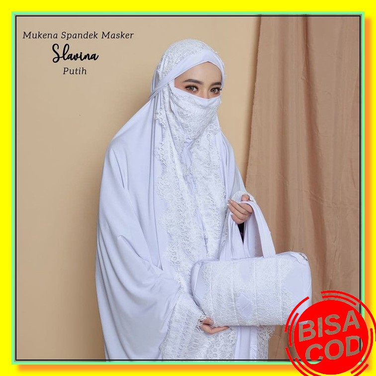 Model Mukena Terbaru 2021 Mukena Dewasa Siren Dengan Bordir Ori B AT297  Spandek Masker Slavina Put