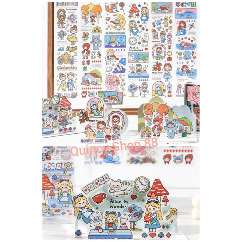 

Stiker Princess Fairytale Snow White, Ariel, Alice in wonderland, Cinderella, Rapunzel, Tudung Merah