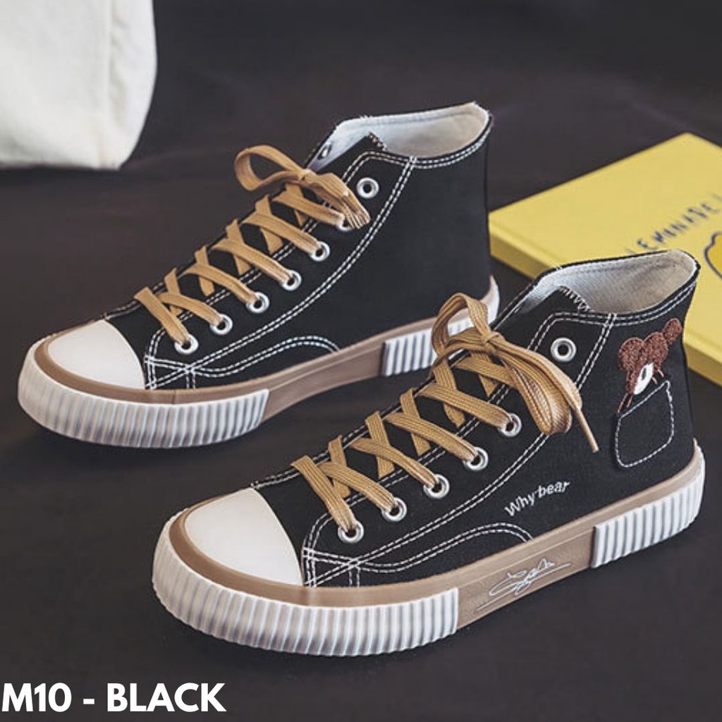 SEPATU SNEAKERS HIGHTOP KANVAS BERUANG LUCU CANTIK DAILY CASUAL COMFY IMPORT M10