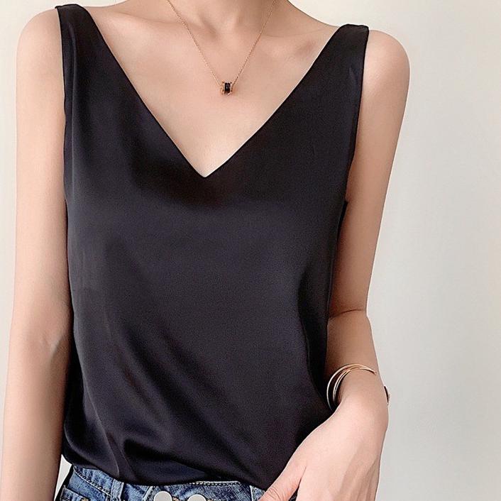 top satin / atasan polos/camisole satin / dalaman blazer / outer (bisa custom size) big size ada res