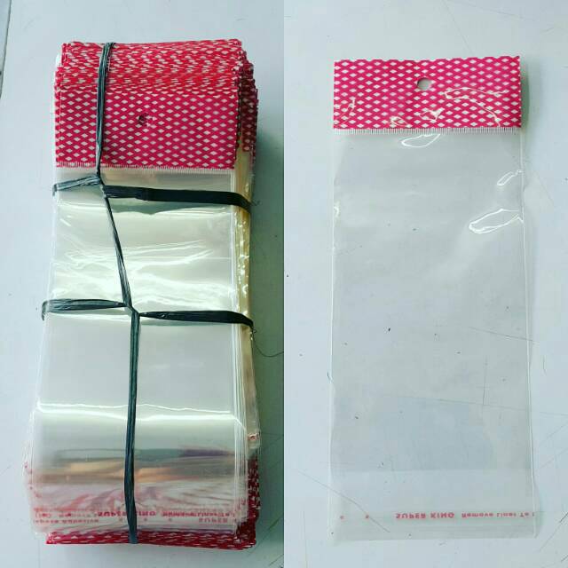 Plastik Perlize Pink 10x22(17,5)+3cm Plastik Kemasan Plastik Aksesoris Plastik Gantungan Plastik Sou