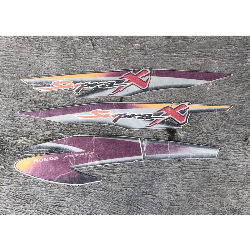 striping honda supra x 2001 hitam strip ungu nos laminasi