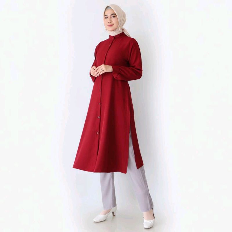 Long Tunik Wanita Kancing depan 800 Tersedia Dalam 3 ukuran M L &amp; XL