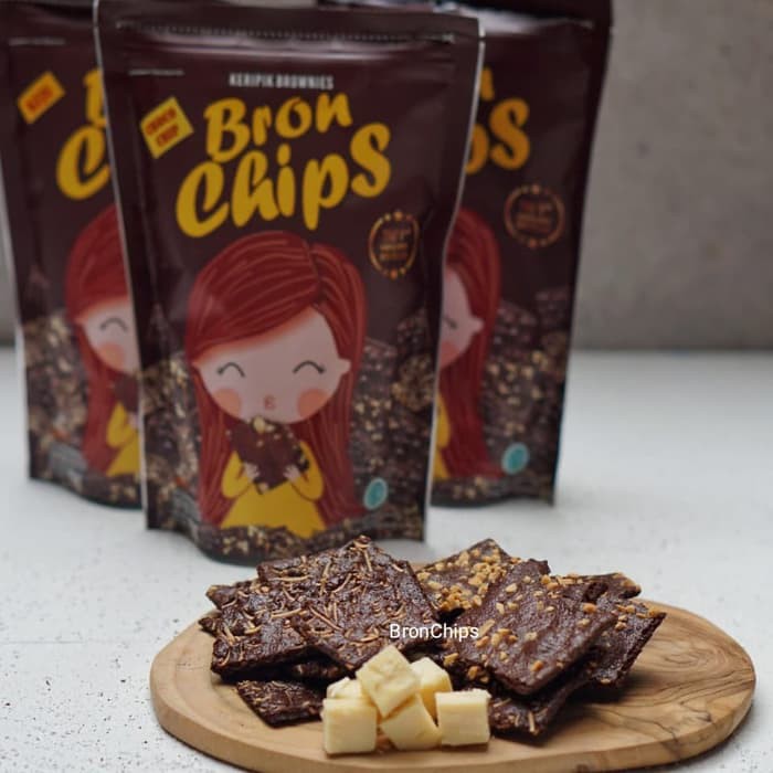 Bronchips Keripik Brownies Keju Kacang Greantea ChocoChips 60gr  Snack jajanan keripik brownis enak