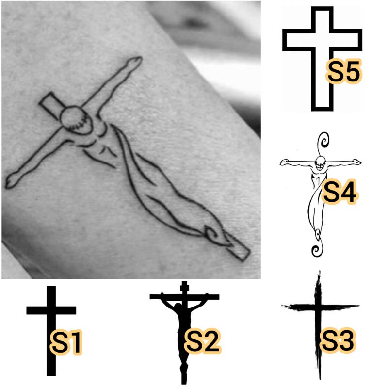 Tato Temporer salib simple Stiker Tato Minimalis - SALIP - S