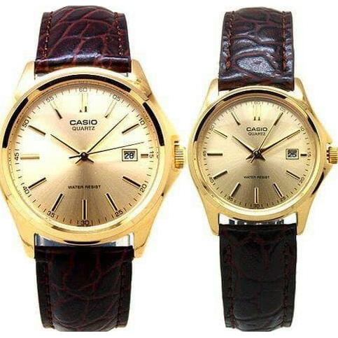 Jam Tangan Couple Casio Original 1183Q-9A Casio Couple Strap Kulit W57 Murah