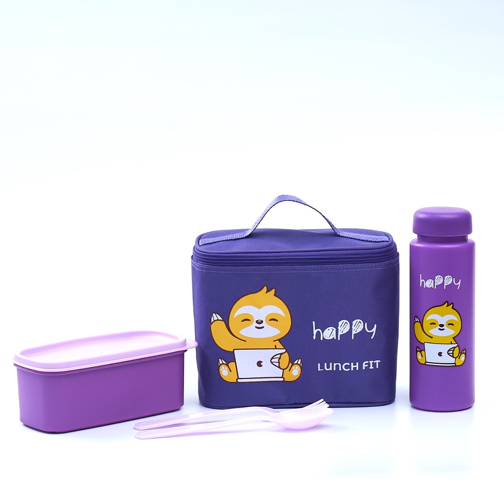 [ BISA COD ] Tas bekal makan anak set / Lunch box set anak |Lunchbox set anak lucu imut simple praktis |Tempat makan anak |Wadah box makan free tas