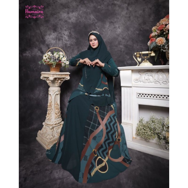 Sherina Series ORI by Humaira / Gamis Set Syar'i / Gamis Pesta Mewah / Dress Busui / Muslimah Branded Wear / Baju Syar'i Terbaru / Baju Polos Syari-4