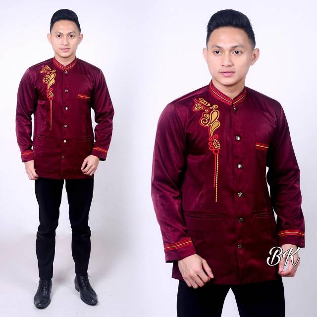 KEMEJA KOKO MODEL JAS BORDIR JASKO BATIK QIRAN