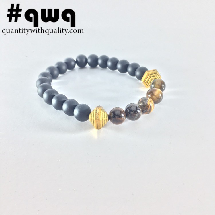 gelang batu bracelet custom gothic gaya korea blackstone tiger eye