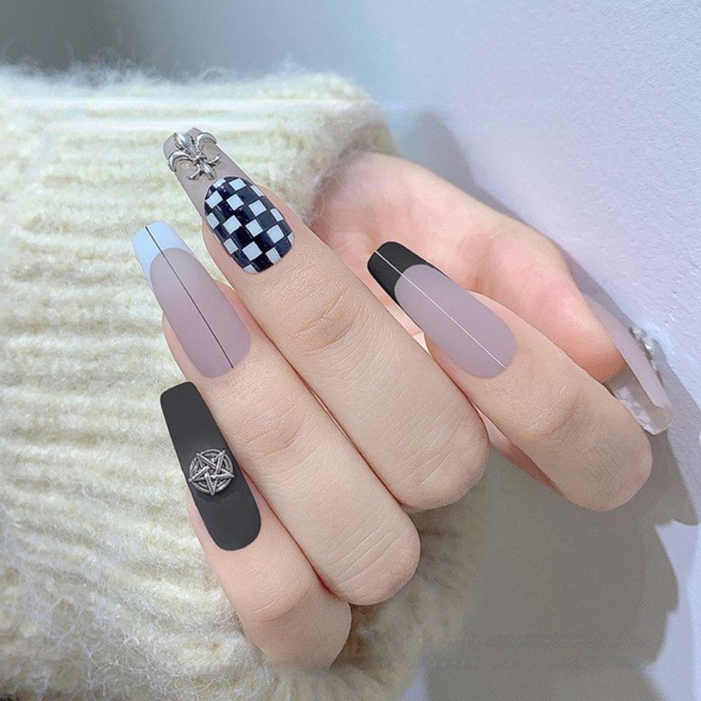 Mxbeauty Punk Pesona Kuku Paku Keling Retro Berujung Enam Bintang Salib Crowe Jantung Nail Art Dekorasi