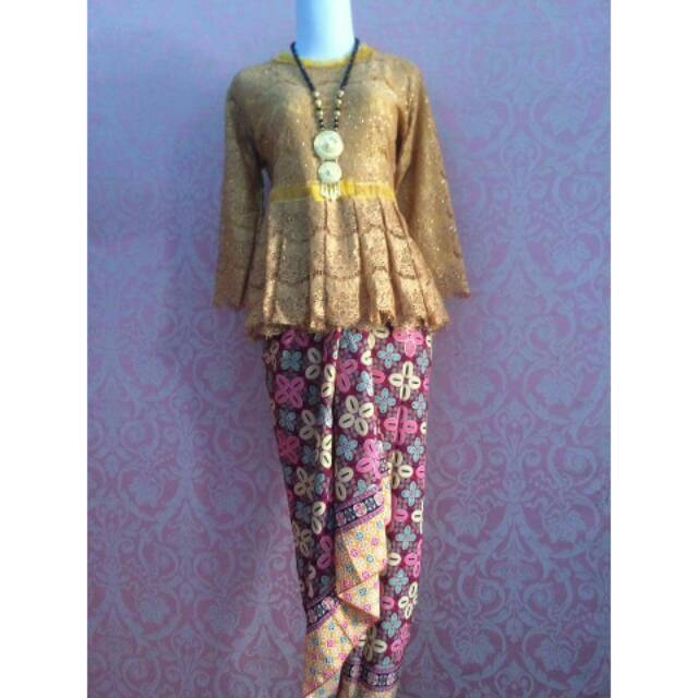kutubaru kebaya modern atasan brukat brokat warna kuning emas