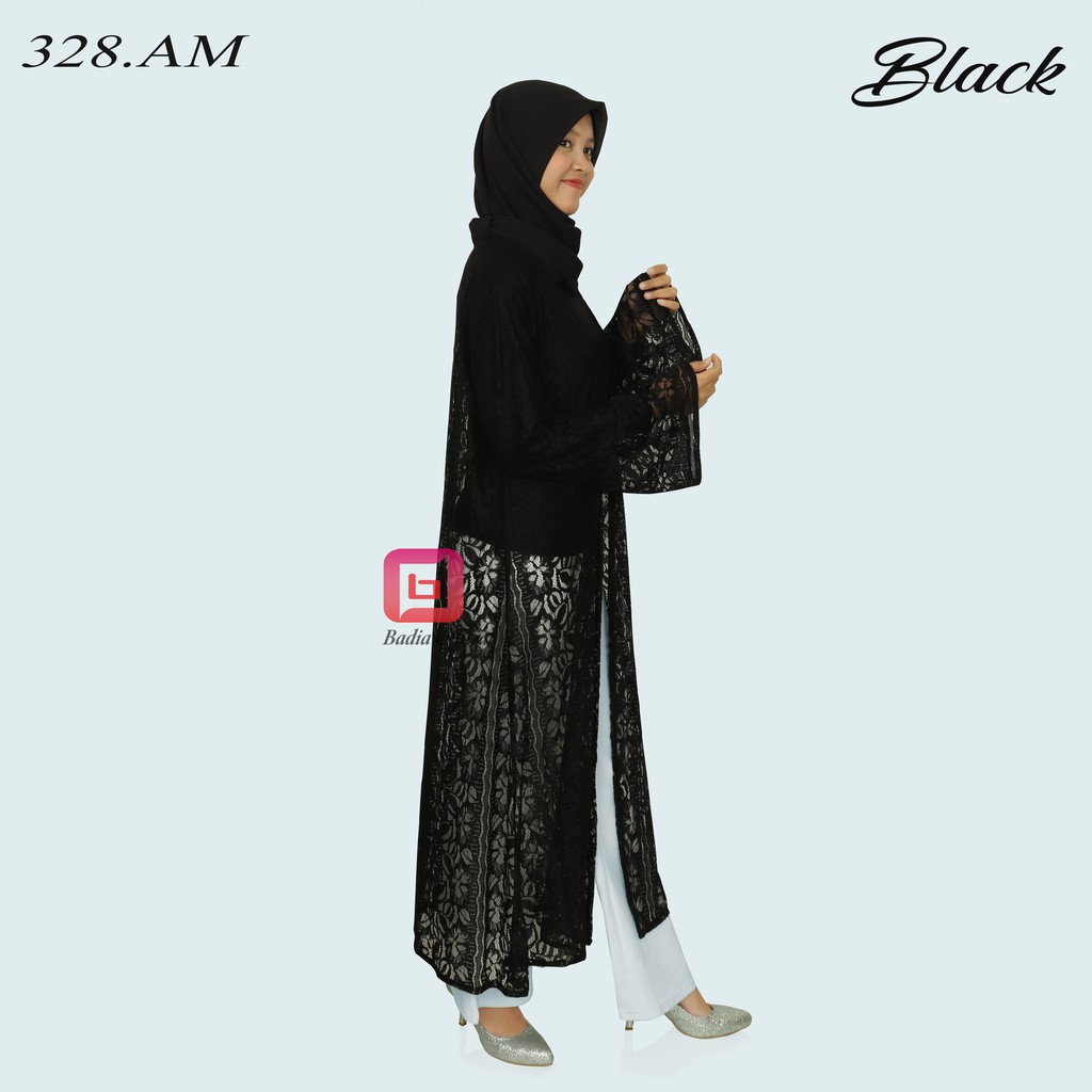 cardigan long outer kardigan brukat brokat kebaya lengan panjang wanita premium badia store 328