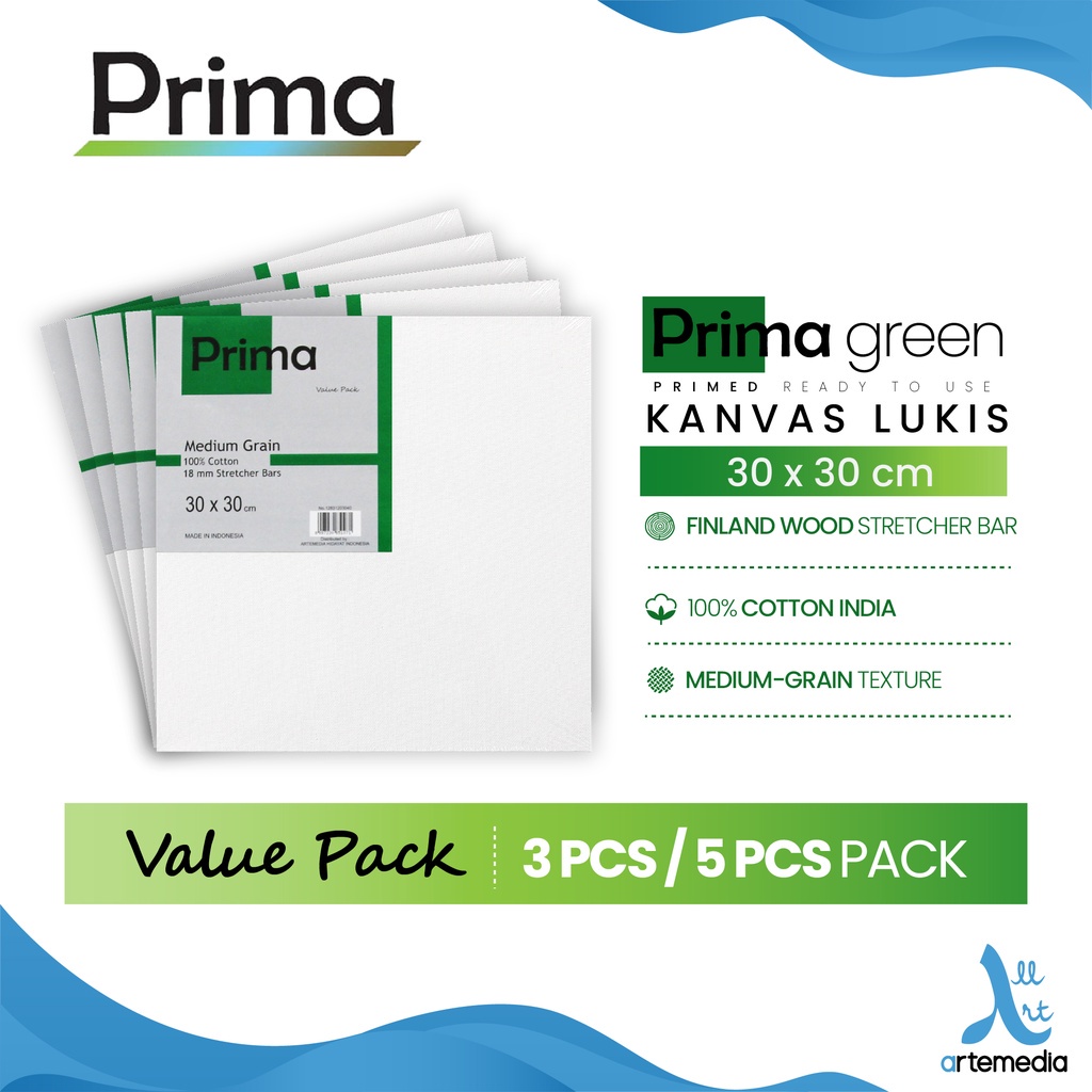 

Prima Green 30x30cm Value Set Cotton Canvas Kanvas Lukis