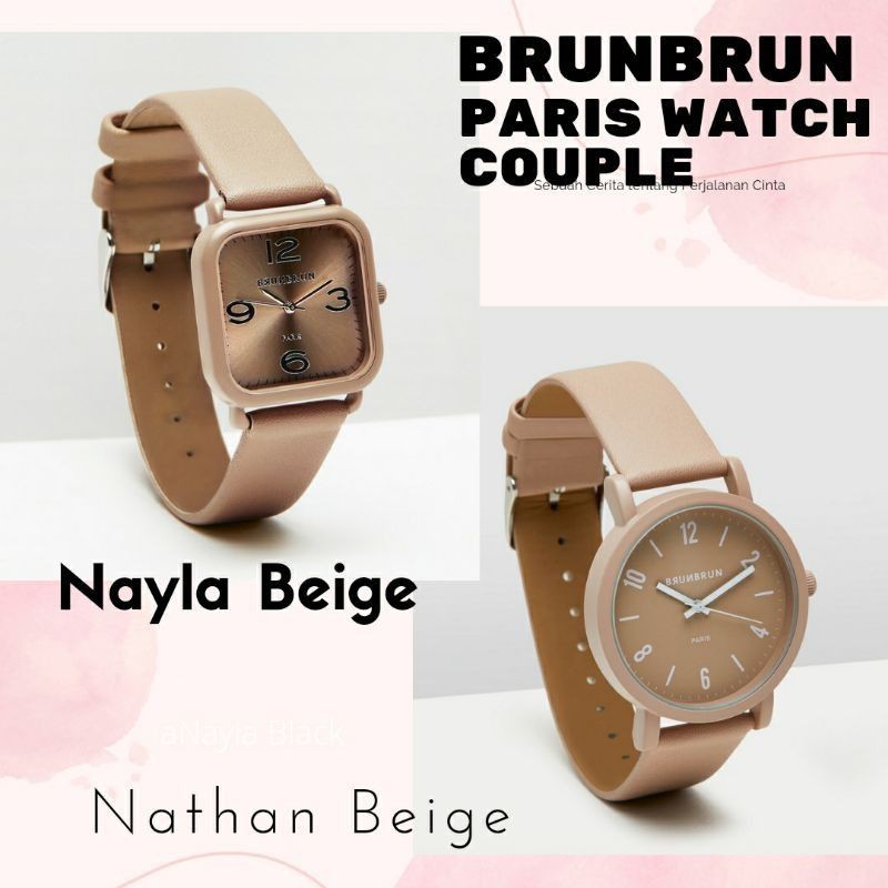JAM TANGAN COUPLE NATHAN NAYLA BEIGE WATCH BRUNBRUN PARIS BY SOPHIE MARTIN PARIS