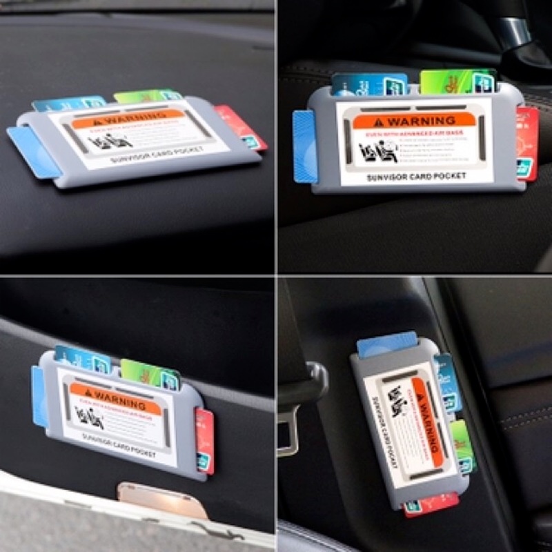 [1Pcs Car Sun Visor Card Holder][Paste Type Pocket Multifunction Car Parking Card Organizer Bag]