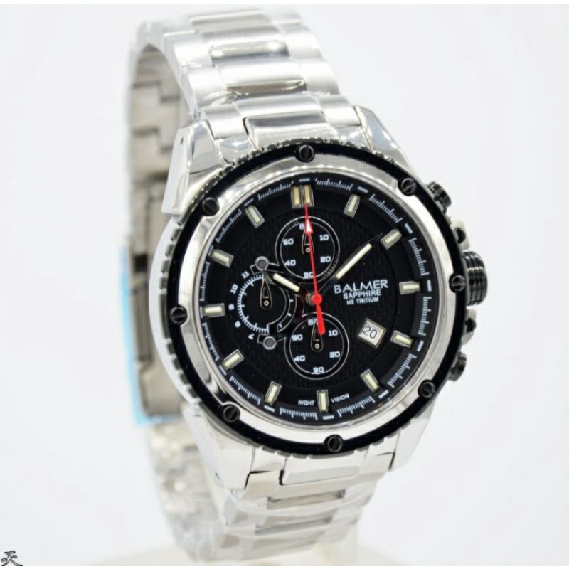 BALMER  B.7847 JAM TANGAN PRIA ANALOG ORIGINAL B.7847 MS FASHION CHRONOGRAPH BLACK SILVER