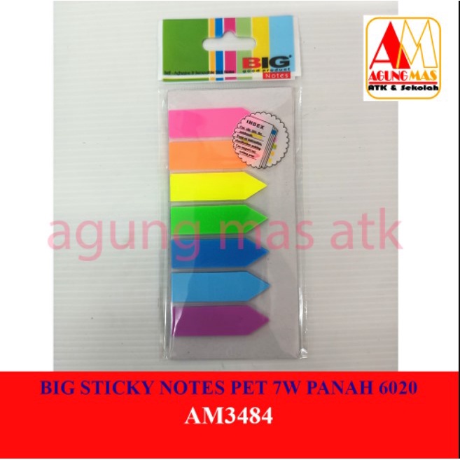 

BIG STICKY NOTES PET 7 WARNA PANAH 6020