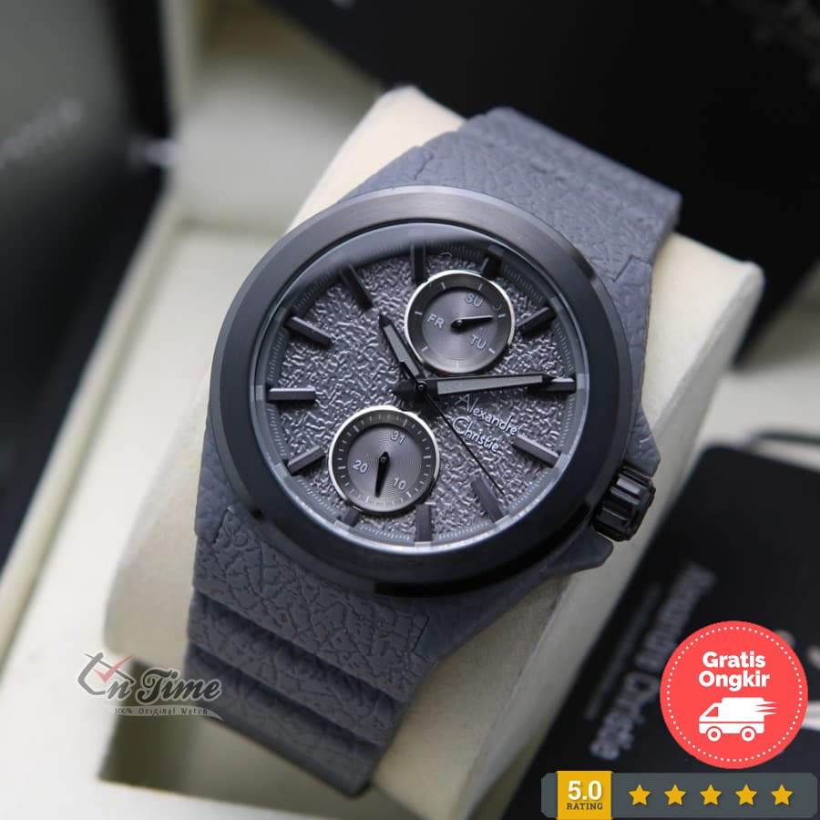 Alexandre Christie AC 6585 MF Jam Tangan Pria Rubber Ori