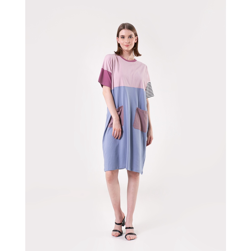  Nyonya Nursing Wear  Sendira - Baju Ibu Hamil Dan Menyusui - Mazarin Family Set-Dusty Blue