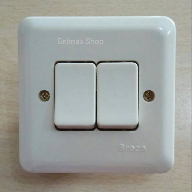 Saklar Seri Broco Tanam / Saklar Dobel Inbow /Sakelar Broco Tanam Tembok / Saklar Lampu 2 Tombol / C