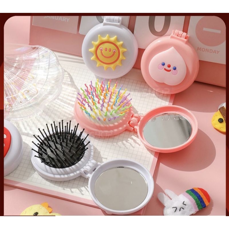 Sisir lipat aesthetic ala korea sisir kaca lucu unik motif unicron