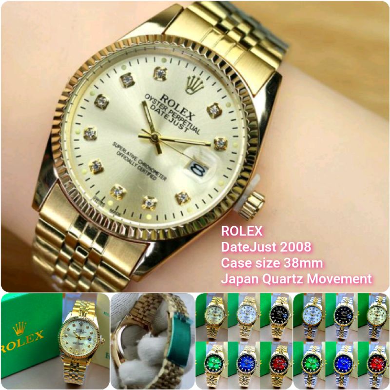 Jam Tangan ROLEX Oyster Perpetual DateJust 2008 38mmJapan Quartz Movement