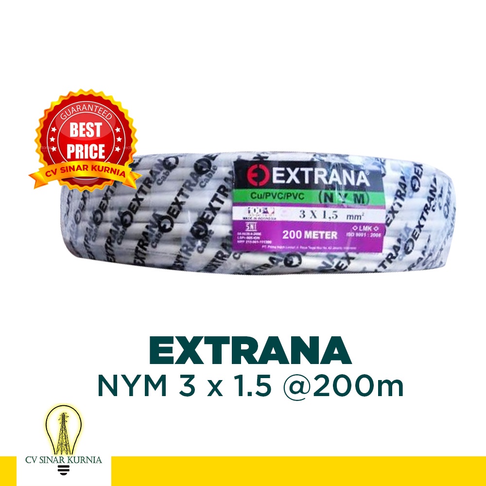 Kabel Listrik NYM 3x1,5mm 3x1.5mm 200M EXTRANA | Kabel NYM | SNI asli promo