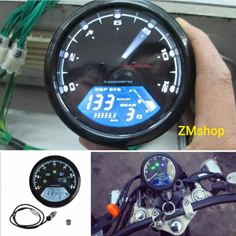 Speedometer digital bulat universal harley rxking cb tiger
