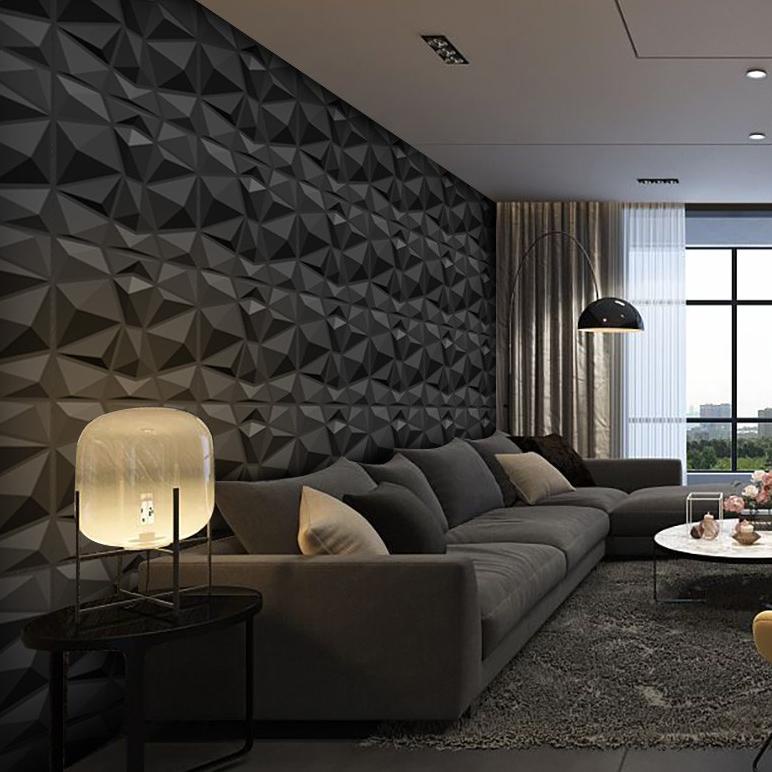 WALLPANEL 3D PVC WALL PANEL DINDING WARNA HITAM / SILVER /GOLD 50X50CM TERLARISSSS...,,,,,