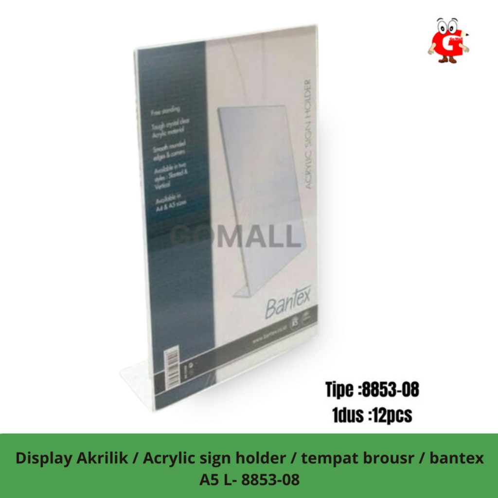 

Display Akrilik / Acrylic sign holder / tempat brosur / bantex A5
