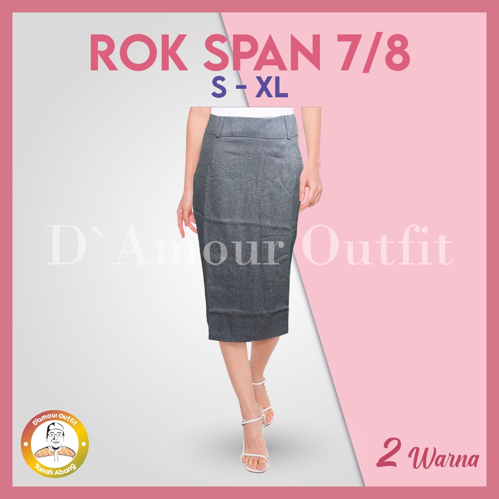Rok Span Pendek 7/8 Wanita Formal Androk Pakaian Kantoran Mini Skirt Perempuan Kantor Polos Bawahan Rok Kerja Cewek Dewasa Anak High Waist Korean Style Jumbo Big Size Long Premium