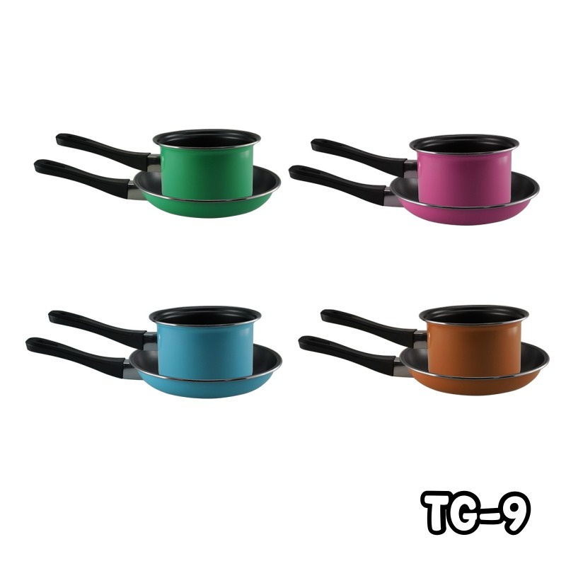 Panci Set Mini Teflon Fry Pan dan Panci Susu - Mini Fry Pan Sauce Pan TG-9