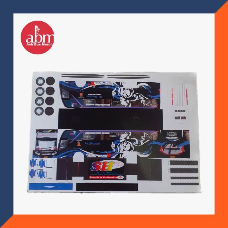 pola paper bus miniatur bus PO Haryanto white roses