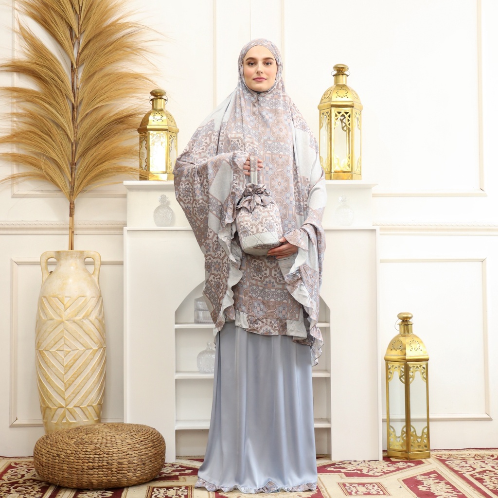 Mukena Dewasa 2in1 Satin Silk Premium Printed | Mukena Travel | Maze Printing