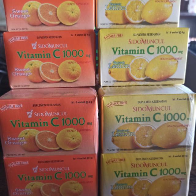 Sidomuncul Vitamin C 1000 Mg Perpack Isi 6 Sachet 4gram Ada 2 Rasa Lemon Dan Orange Shopee Indonesia