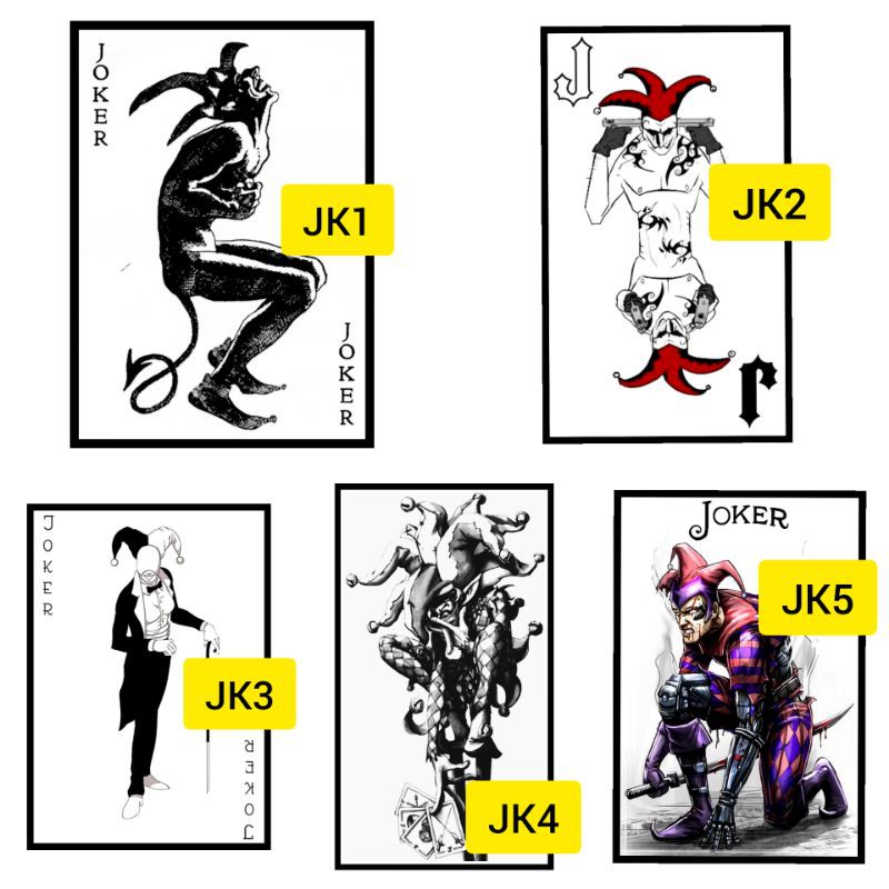 Tato Temporer Joker Tato Poker remi Stiker Tato Minimalis - JK