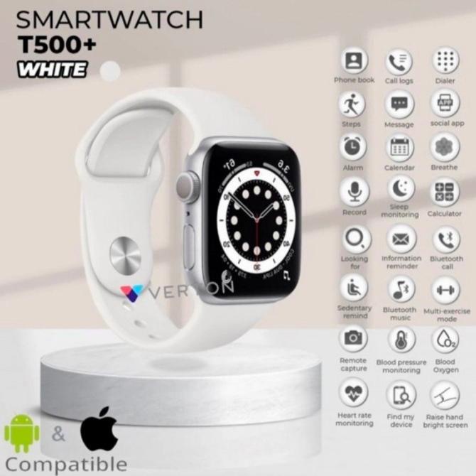 SMARTWATCH T500 Original + Plus Hiwatch Jam Tangan Pria / Wanita - Putih