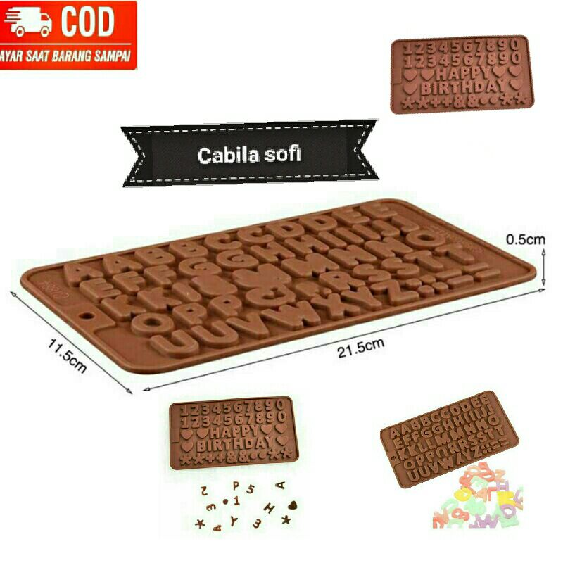 Cetakan Coklat silicon / Cetakan Bentuk huruf Angka